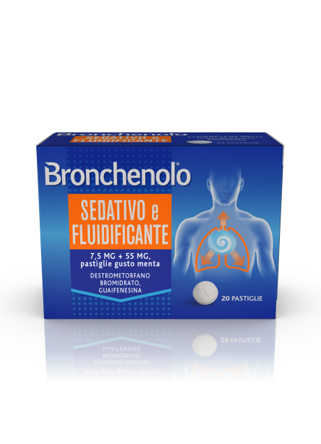 BRONCHENOLO SEDATIVO E FLUIDIFICANTE*20 pastiglie 7,5 mg + 55 mg menta
