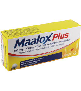 MAALOX PLUS*30 cpr mast 200 mg + 200 mg + 25 mg