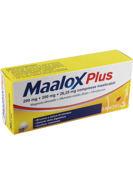 MAALOX PLUS*30 cpr mast 200 mg + 200 mg + 25 mg