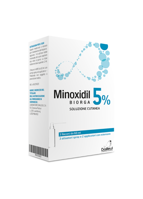 MINOXIDIL BIORGA (LABORATOIRES BAILLEUL)*soluz cutanea 3 flaconi 60 ml 5%